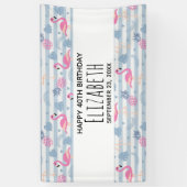 Flamingo & Pineapple Pattern Birthday Spandoek (Verticaal)