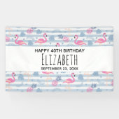 Flamingo & Pineapple Pattern Birthday Spandoek (Horizontaal)