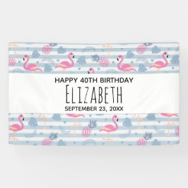 Flamingo & Pineapple Pattern Birthday Spandoek