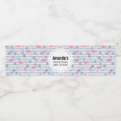 Flamingo & Pineapple Pattern Birthday Waterfles Etiket (Enkel label)