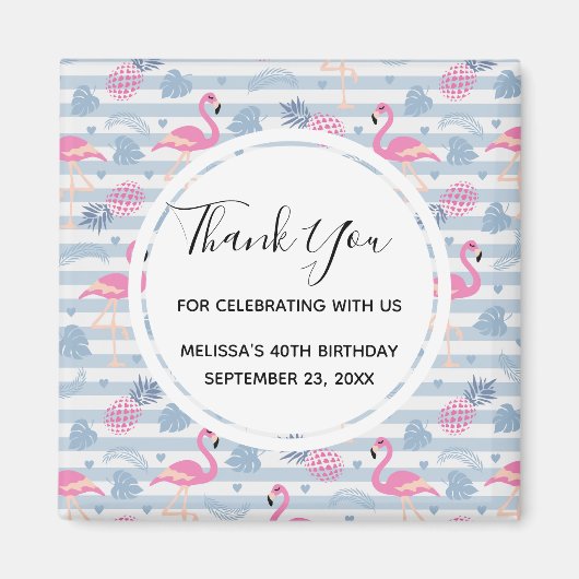 Flamingo & Pineapple Pattern Favor Magneet (Voorkant)
