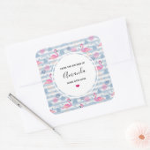 Flamingo & Pineapple Pattern Kitchen Vierkante Sticker (Envelop)
