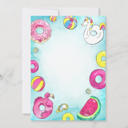 Flamingo Pineapple Summer Pool Sweet 16 Kaart (Achterkant)