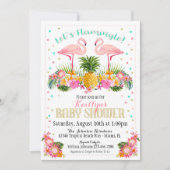 Flamingo Pineapple Tropisch Baby shower Kaart (Voorkant)
