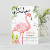 Flamingo Pineapple Waterverf Invitation Event Kaart (Staand voorkant)