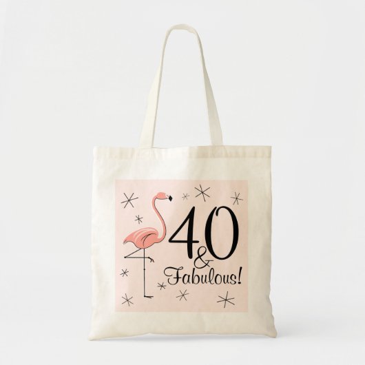 Flamingo Pink '40 and Fabulous!' canvas tas (Voorkant)