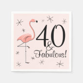 Flamingo Pink '40 and Fabulous!' papieren luiers Servet (Voorkant)