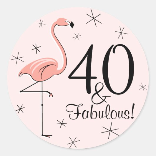 Flamingo Pink '40 and Fabulous!' sticker (Voorkant)