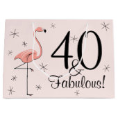 Flamingo Pink '40 en Fabulous!' cadeautas grote ta (Voorkant)