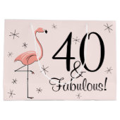 Flamingo Pink '40 en Fabulous!' cadeautas grote ta (Achterkant)