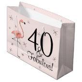 Flamingo Pink '40 en Fabulous!' cadeautas grote ta (Voorkant Gekanteld)