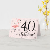 Flamingo Pink 40 en Fabulous! groetings kaart (Gele Bloem)