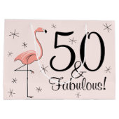 Flamingo Pink '50 and Fabulous!' cadeautas grote t (Achterkant)