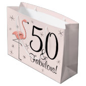 Flamingo Pink '50 and Fabulous!' cadeautas grote t (Achterkant Gekanteld)
