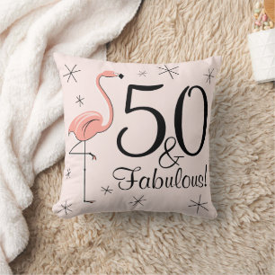 Flamingo Pink '50 and Fabulous!' gooi kussen! Kussen