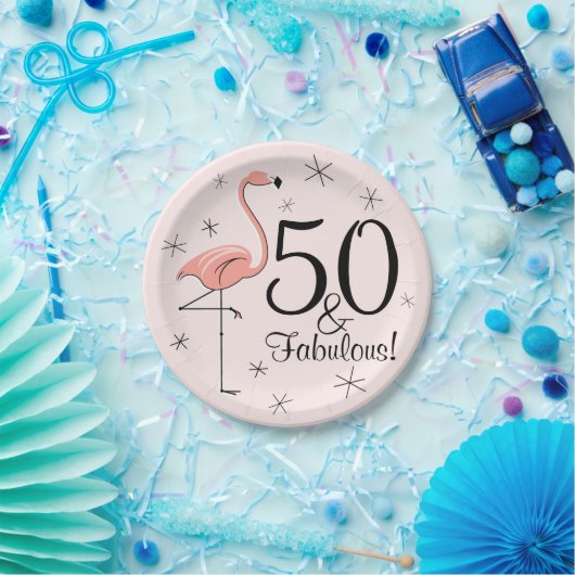 Flamingo Pink 50 en bord van papier van Fabulous (Feest)