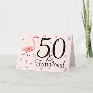 Flamingo Pink 50 en Fabulous! blije verjaardagskaa Kaart