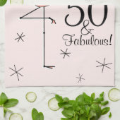 Flamingo Pink 50 en Fabulous! keukenhanddoek (Gevouwen)