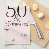 Flamingo Pink 50 en Fabulous! keukenhanddoek (Quarter Fold)