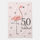 Flamingo Pink 50 en Fabulous! keukenhanddoek (Verticaal)