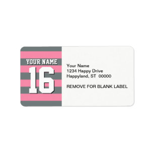Flamingo Pink Charcoal Team Jersey Preppy Stripe Etiket
