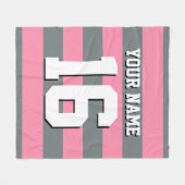Flamingo Pink Charcoal Team Jersey Preppy Stripe Fleece Deken (Voorkant (Horizontaal))