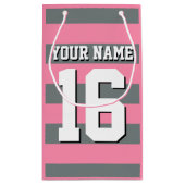 Flamingo Pink Charcoal Team Jersey Preppy Stripe Klein Cadeauzakje (Achterkant)