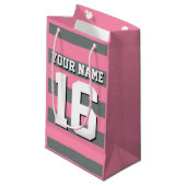 Flamingo Pink Charcoal Team Jersey Preppy Stripe Klein Cadeauzakje (Voorkant Gekanteld)