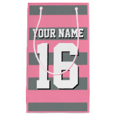 Flamingo Pink Charcoal Team Jersey Preppy Stripe Klein Cadeauzakje (Voorkant)