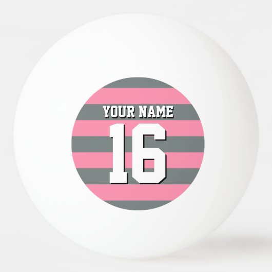 Flamingo Pink Charcoal Team Jersey Preppy Stripe Pingpongbal (Voorkant)