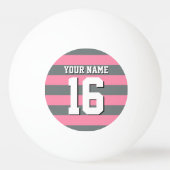 Flamingo Pink Charcoal Team Jersey Preppy Stripe Pingpongbal (Voorkant)