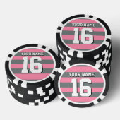 Flamingo Pink Charcoal Team Jersey Preppy Stripe Poker Chips (Opstapeling)