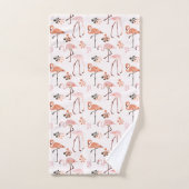 Flamingo Pink Coral Name Monogram Bad Handdoek (Handdoek)
