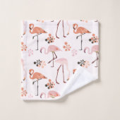 Flamingo Pink Coral Name Monogram Bad Handdoek (Wasdoekje)