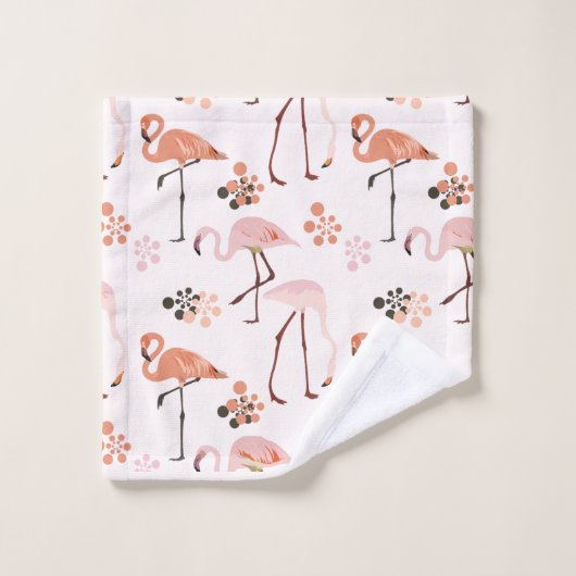 Flamingo Pink Coral Name Monogram Bad Handdoek (Wasdoekje)