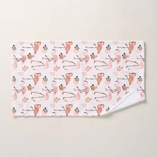 Flamingo Pink Coral Name Monogram Bad Handdoek (Handdoek)