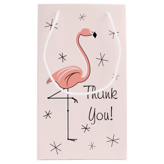 Flamingo Pink 'Dank je' cadeautas klein. (Achterkant)