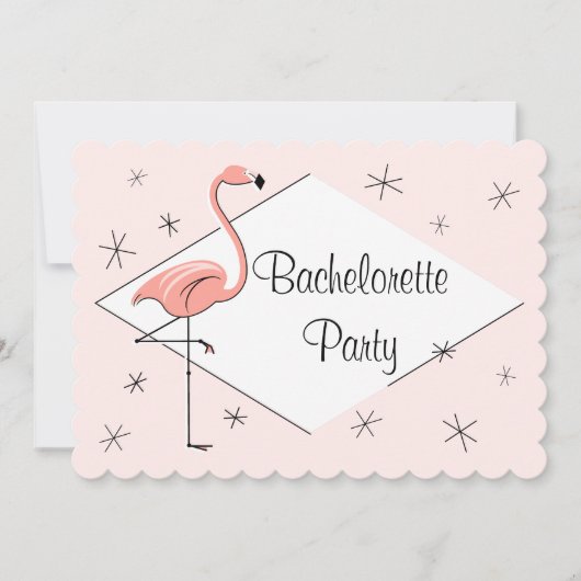 Flamingo Pink Diamond Bachelorette Party scalloped Kaart (Voorkant)