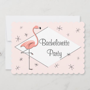Flamingo Pink Diamond Bachelorette Party scalloped Kaart