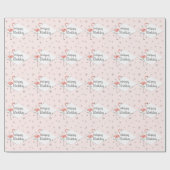 Flamingo Pink diamond Happy Birthday Cadeaupapier (Vlak)