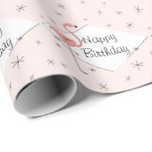 Flamingo Pink diamond Happy Birthday Cadeaupapier (Rol Hoek)