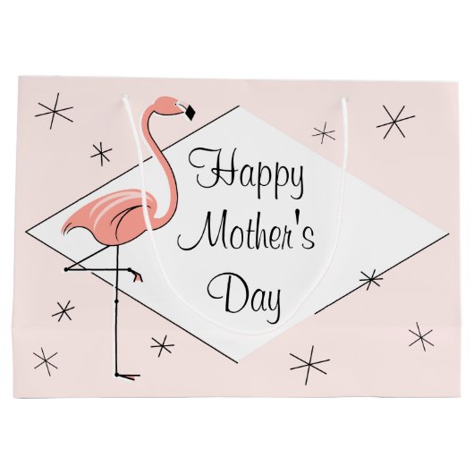 Flamingo Pink diamond Happy Moederdag groot Large Cadeautasje (Achterkant)