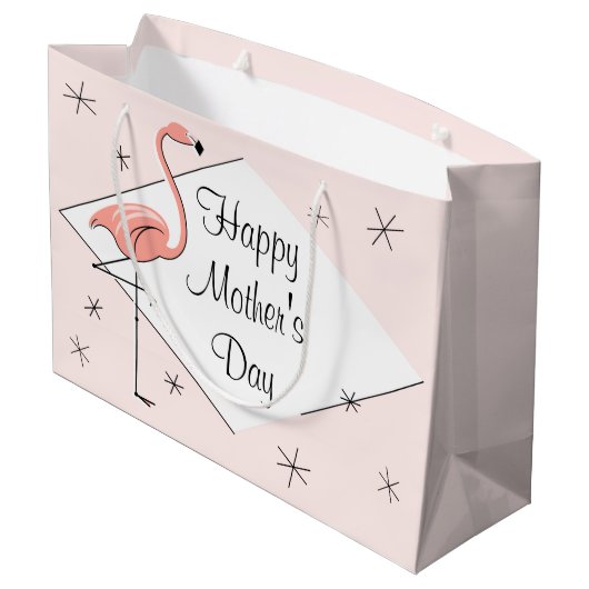 Flamingo Pink diamond Happy Moederdag groot Large Cadeautasje (Achterkant Gekanteld)