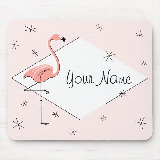 Flamingo Pink Diamond Name mousepad Muismat (Voorkant)