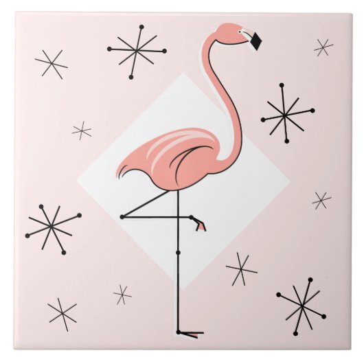 Flamingo Pink Diamond Stars tegels Tegeltje (Voorkant)