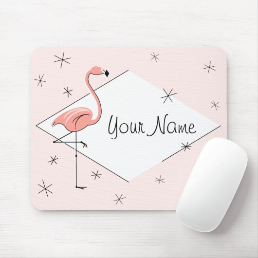 Flamingo Pink Diamond "Text" mousepad Muismat (Met muis)