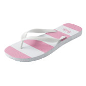 Flamingo Pink en White Stripe Bride Teenslippers (Schuin)