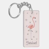 Flamingo Pink "Fabulous" acrylrechthoek Sleutelhanger (Voorkant Links)