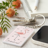 Flamingo Pink "Fabulous" acrylrechthoek Sleutelhanger (Voorkant Rechts)