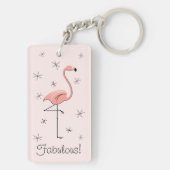 Flamingo Pink "Fabulous" acrylrechthoek Sleutelhanger (achterkant)